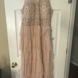 Adrianna Papell Blush Beaded Dress